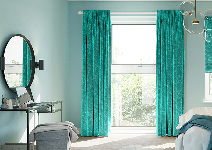 Caen Chenille, Aqua - Made to Measure Curtains - Image 3